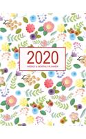 2020 Planner Weekly & Monthly 8.5x11 Inch: Pretty Flower One Year Weekly and Monthly Planner + Calendar Views