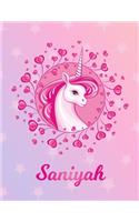 Saniyah: Unicorn Sheet Music Note Manuscript Notebook Paper - Magical Horse Personalized Letter S Initial Custom First Name Cover - Musician Composer Instrum