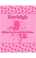 Harleigh Glittering Snowflake Kisses: Personalized Draw & Write Book with Her Unicorn Name - Word/Vocabulary List Included for Story Writing