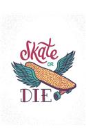 Skate or die: Skate or die on white cover (8.5 x 11) inches 110 pages, Blank Unlined Paper for Sketching, Drawing, Whiting, Journaling & Doodling(8 Skate or Die on White Sketchbook)