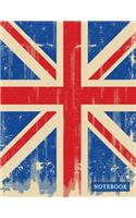 Notebook: Very British Union Jack Composition Book - UK Flag Patriotism & Pride Large Squares Graph Paper (4 X 4) Journal Notebook for Math and Science Class 