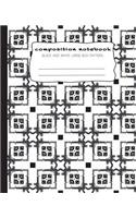 Composition Notebook: Black and White Large Box Pattern: Composition Journal with Black and White Large Box Pattern with Wide Ruled Paper, 7.5in x 9.25 in and 100 pages b