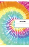 Journal: Tie Dye Spiral Daily Blank Journal: 90 Day Wide Ruled Lined Yellow Orange Pink Purple Blue Lightweight Paper Cover Notebook Diary for Students Women