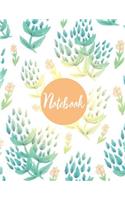 Notebook: Floral Watercolor, Hand Painted, Green Leaf, Notebook, Composition Book, Journal, 8.5 x 11 inch 110 page, Dot