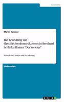 Bedeutung von Geschlechterkonstruktionen in Bernhard Schlink's Roman 