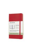 2019 Moleskine Horizontal Scarlet Red Pocket Weekly 12-month Diary Soft