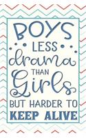 Boys... Less Drama than Girls But Harder to Keep Alive: Funny Gag Gifts for Mom, Sister, Friend - Notebook & Journal for Birthday Party, Holiday and More