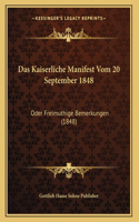 Das Kaiserliche Manifest Vom 20 September 1848