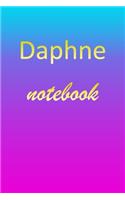 Daphne: Blank Notebook - Wide Ruled Lined Paper Notepad - Writing Pad Practice Journal - Custom Personalized First Name Initial D Blue Purple Gold - Taking 