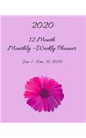 2020 - 12 Month Monthly - Weekly Planner - Jan. 1 - Dec. 31, 2020