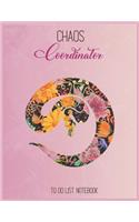 Chaos Coordinator To Do List: Floral Flower Vintage Retro Shirt Ball Python Lover Tshir To Do & Dot Grid Matrix Notebook for Girls Teens Kids Journal College Blank Lined 110 Page
