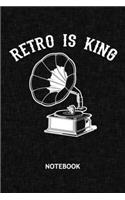 Retro Is King: Nostalgic Lover NOTEBOOK Grid-lined 6x9 - Retro Journal A5 Gridded - Vintage Lover Planner Nostalgia Love 120 Pages SQUARED - Gramophone Diary Oldsc