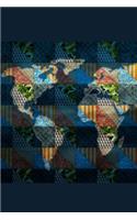 Quilt the World: Lined Notebook - Patchwork Quilt World Map Cover Design - 6" X 9" - 150 Pages