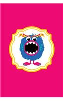 Monster Monogram Journal - Letter O: Blue Monster with Horns in Shape of a Letter O on Multi Color Background