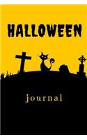 Halloween Journal: Wide Ruled Black Graveyard Gothic Cat Gift Notebook (6" x 9", 120 pages)