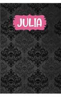 Julia: Black Gothic Personalized Lined Notebook and Journal for Women and Girls to Write in
