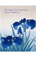 A4 Indigo Blue Japanese Flower Notebook