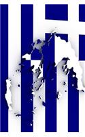 Greek Flag with Country Outline of Greece Journal