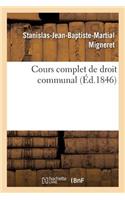 Cours Complet de Droit Communal