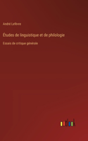 Études de linguistique et de philologie