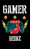 Gamer Heinz: Kariertes Notizbuch mit 5x5 Karomuster für deinen personalisierten Vornamen