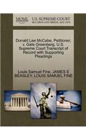 Donald Lee McCabe, Petitioner, V. Gale Greenberg. U.S. Supreme Court Transcript of Record with Supporting Pleadings