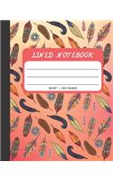 Lined Notebook: Bird Feathers Cover 8x10" 120 Pages Wide Ruled Paper, Inspirational Journal & Doodle Diary, School Book Supplies(17 Lined Notebook)
