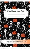 Scary Skulls Theme Wide Ruled Line Paper