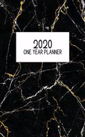 2020 One Year Planner: Jan 2020-Dec 2020, 1 Year Planner, black gold marble digital paper cover, featuring 2020 Overview, daily, weekly, monthly view, areas for: to do lis