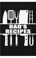 Dad's Recipes: Black Faux Chalk 6x9 Blank Cookbook For Him With 120 Recipe Templates, Man's Blank Recipe Book, Dad Chef Gift, Cooking Journal For Men To Write In, 