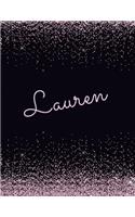 Lauren: Lauren Attractive journal: pink and black sparkly designer notebook. Arty stylish girls stylish journals. Girls notebooks