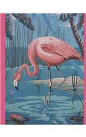 Composition Book Journal: : Vintage Paint-By-Number Pbn Mid Century Flamingo Motif Cover, College Ruled Paper, 150 Blank Lined Sheets, 9-3/4 X 7-1/2.