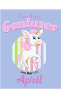 Unicorn Composition Notebook Creative Geniuses Are Born In April