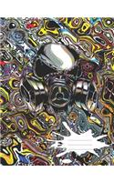 Psychedelic Gas Mask College Ruled Composition Notebook 200 Pages 7.44