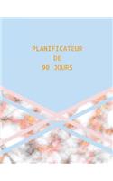 Planificateur de 90 Jours: Design Marbre or Rose Bleu Agenda de 3 Mois Avec Calendrier 2019 Planificateur Quotidien 13 Semaines
