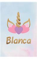 Blanca: Personalized First Name Unicorn Gift Birthday Girl Notebook Journal 104 Pages