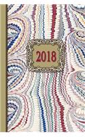 2018 Diary Gold Frame: 13 Months & Week to Page Planner 130 Pages 6"x 9" with Contacts - Password - Birthday Lists & Notes