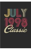 Classic July 1998: Graph Paper Notebook - Happy Birthday Gift or Happy Anniversary Gift Idea