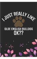 I Just Really Like Olde English Bulldog Ok?: Cool Olde English Bulldog Journal Notebook - English Bulldog Puppy Gifts - Funny Olde English Bulldog Notebook - English Bulldog Owner Gifts. 6 x 9 