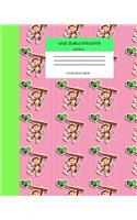 Wide Ruled Monkey Notebook Composition Book: Cute Workbook Journal for Kids. 8" x 10" 120 Pages. Hanging on Trees Cover