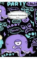 Halloween Notebook: Monster Party Clip Art Images on 6 x 9 Blank Lined Softcover Journal for Notes, Halloween Gift Design Cover Note Book
