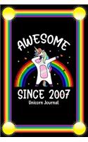 Awesome Since 2007 Unicorn Journal: Blank Lined Journal, Notebook, Diary, Planner 12 Years Old Gift For Boys or Girls - Happy 12th Birthday!