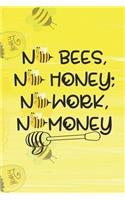 No Bees, No Honey; No Work, No Money: Blank Lined Notebook ( Beekeeper ) Yellow