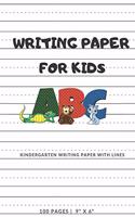 Kindergarten writing paper with lines for ABC kids