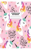 Composition Notebook: Unicorn Journal for Girls, Teen and Women Cute Matte Cover Design with Blank Lined Interior College Ruled (Great as Party Favors, Gifts, Diary, Jour