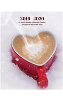 2019 - 2020 18 Month Weekly & Monthly Planner July 2019 to December 2020: Heart Cup of Coffee Beverage Monthly Calendar with U.S./UK/ Canadian/Christian/Jewish/Muslim Holidays- Calendar in Review/Notes 8 x 10 in.