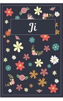 Ji: Lined Writing Notebook with Personalized Name 120 Pages 6x9 Flowers