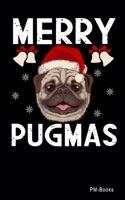 Merry Pugmas: Kariertes A5 Notizbuch oder Heft für Schüler, Studenten und Erwachsene