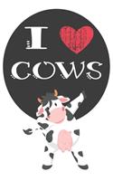 I Heart Cows: A Cute Cow Lovers Journal / Notebook / Diary Perfect for Birthday Present or Christmas Gift Great for kids, Teens or Students(6x9 - 110 Blank Lined 