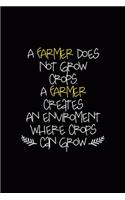 A Farmer Does Not Grow Crops. A Farmer Creates An Enviroment Where Crops Can Grow: All Purpose 6x9 Blank Lined Notebook Journal Way Better Than A Card Trendy Unique Gift Black Solid Farmer